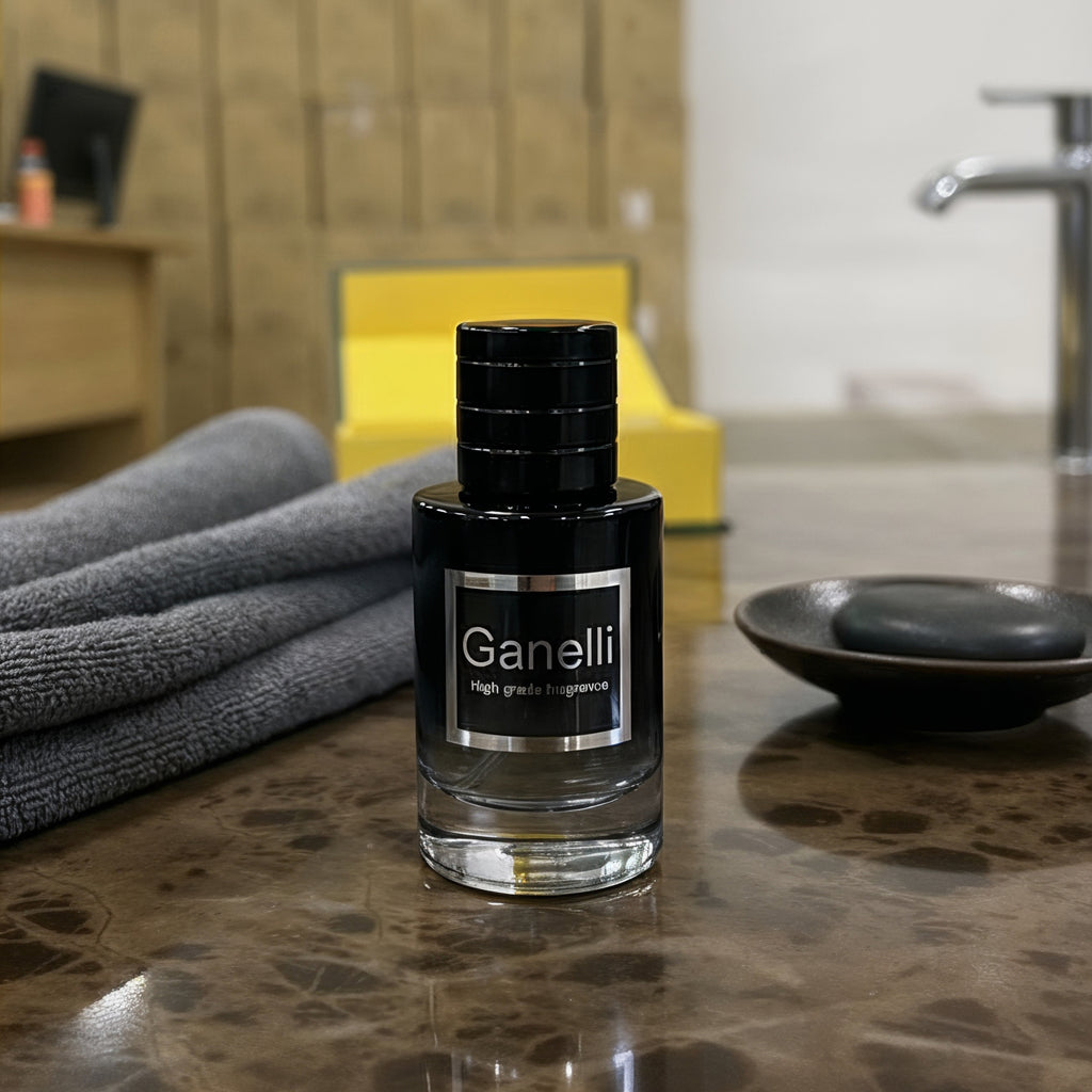 Perfume Ganelli No. 1 for Him Citrus Woody Eau de Parfum in black glass bottle