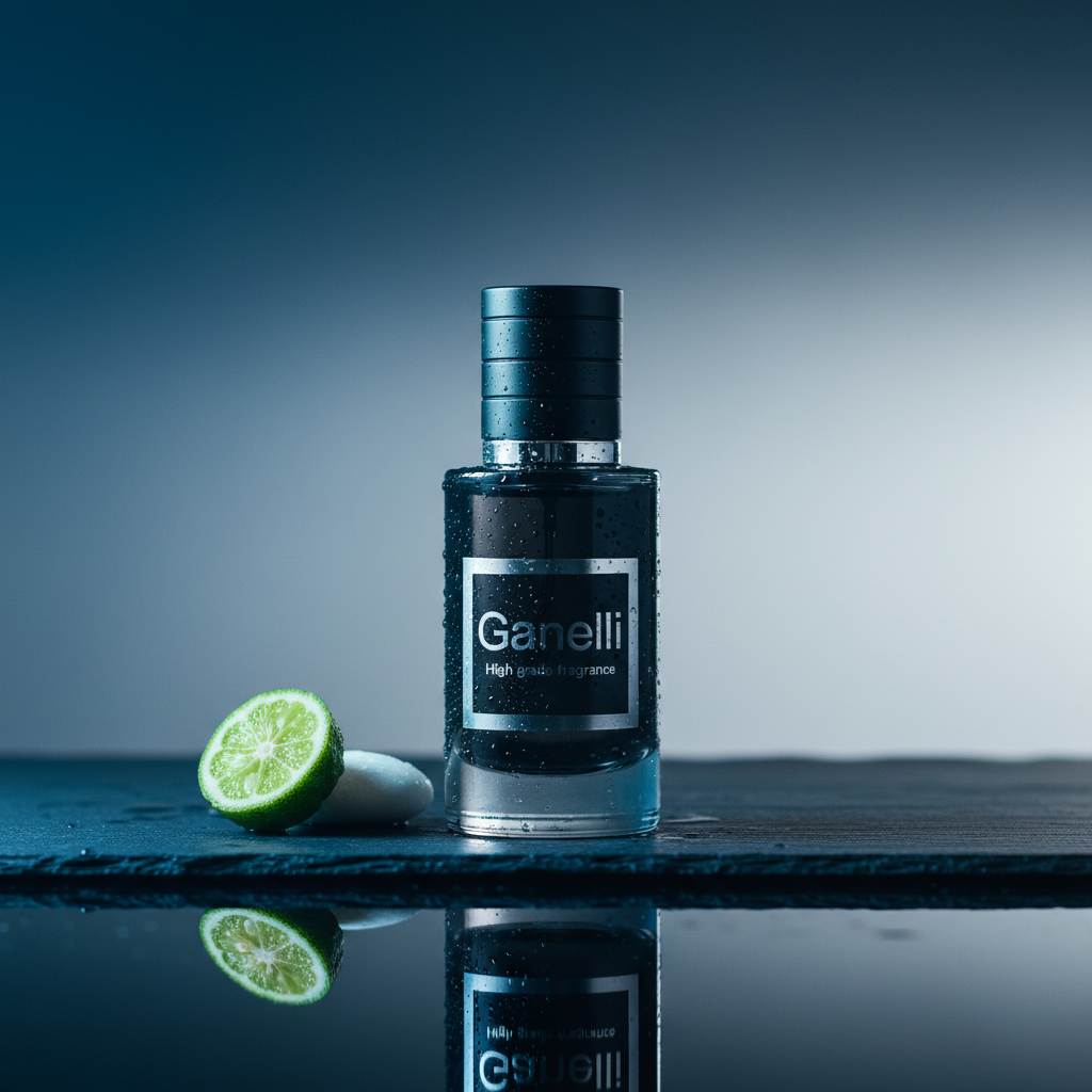 Perfume Ganelli No.12 for Him – Fresh aquatic woody EDP in a dark blue bottle with a white label