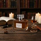 Ganelli No.14 for Him perfume bottle with amber liquid in a clear square glass bottle