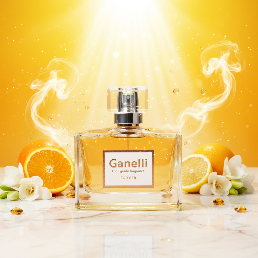 Ganelli No.19 for Her 100ml – uplifting citrus women's Eau de Parfum cinematic sunshine display