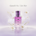 Ganelli No. 7 for Her perfume bottle in pink-purple glass with white flowers