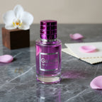 Ganelli No. 7 for Her perfume bottle in purple glass with silver label, eau de parfum